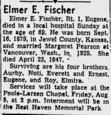 Elmer Fisher obituary